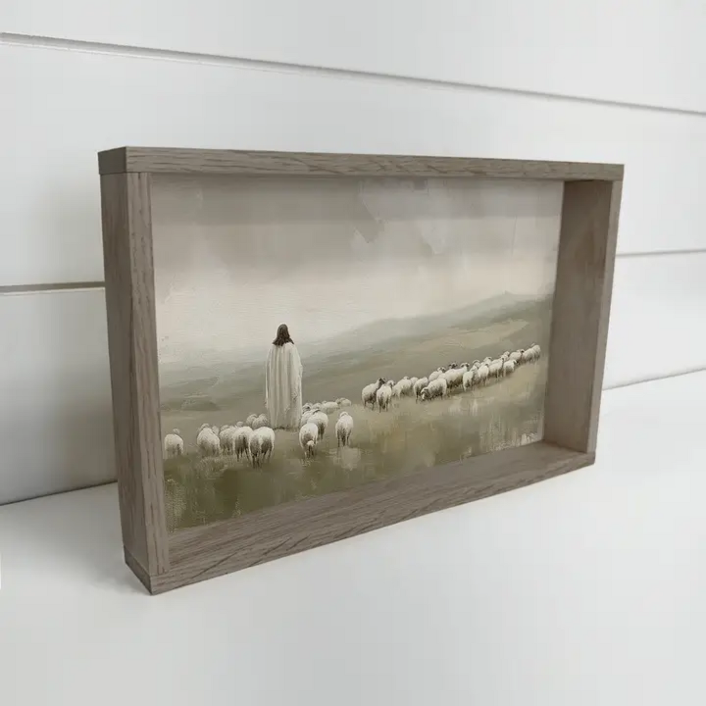 Jesus and His Sheep – Framed Canvas Wall Art (Multiple Sizes)