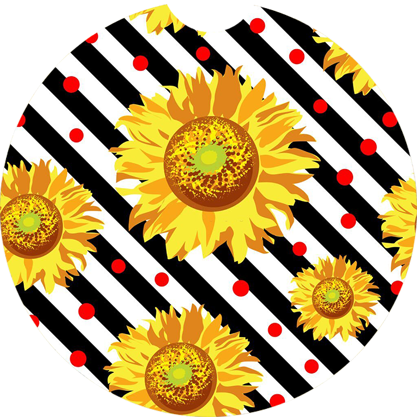 Striped Sunflower Car Coaster