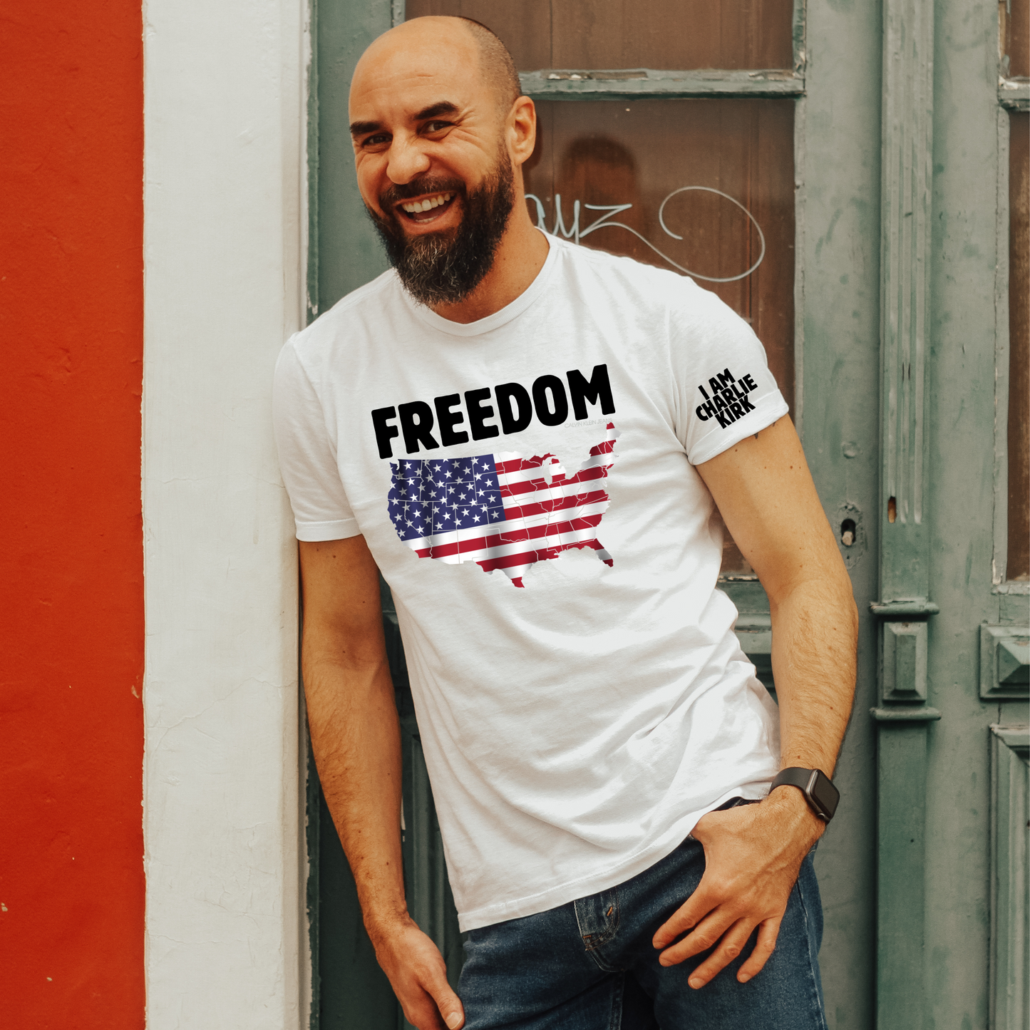 Patriotic T-Shirt – I AM CHARLIE / FREEDOM USA Map