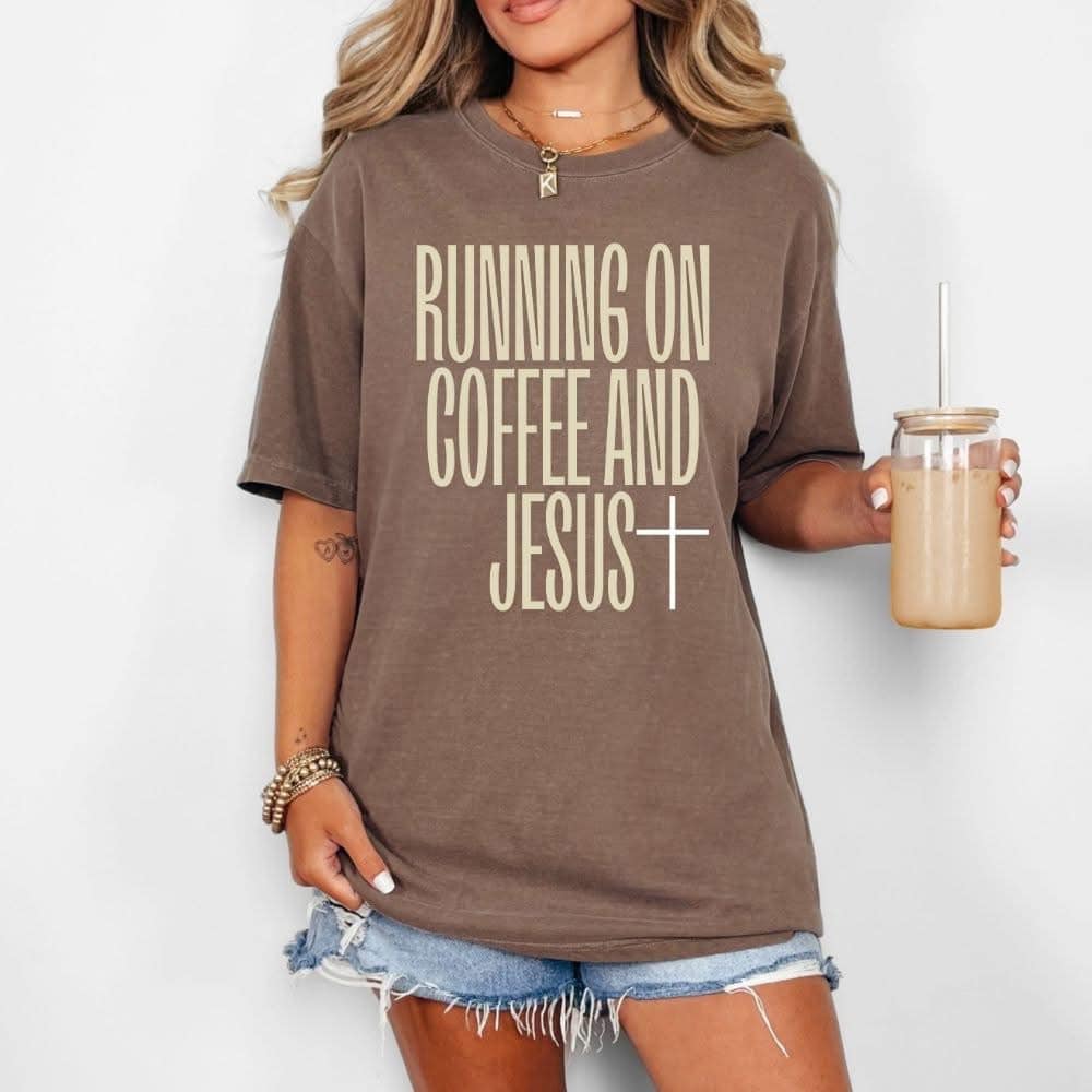 "Running on Coffee & Jesus" Faith-Inspired T-Shirt
