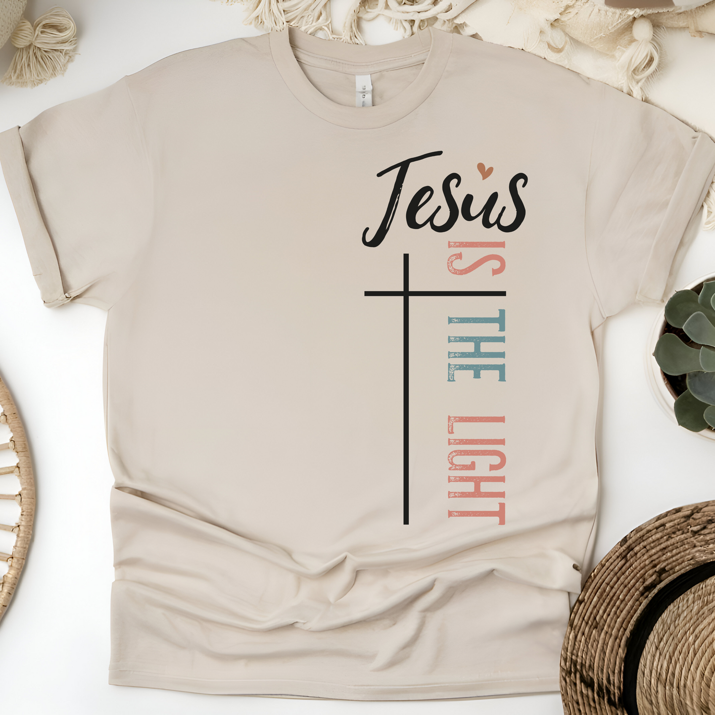 Jesus Is the Light – Walk by Faith Floral Cross Tee