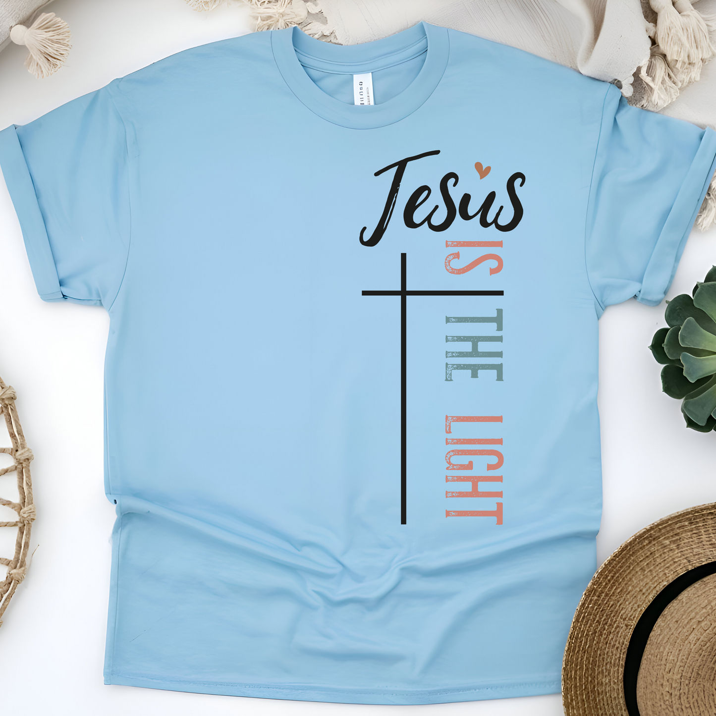 Jesus Is the Light – Walk by Faith Floral Cross Tee
