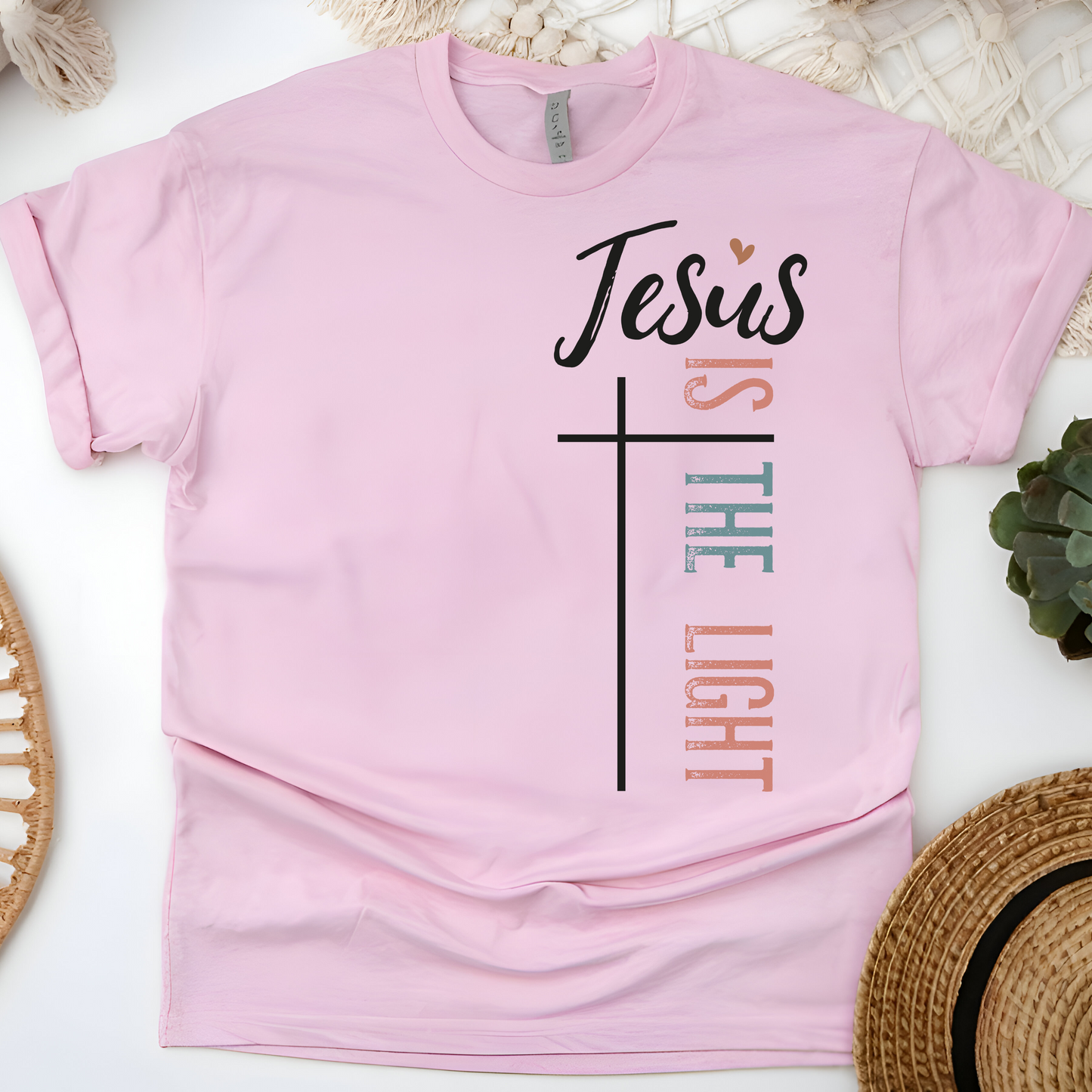 Jesus Is the Light – Walk by Faith Floral Cross Tee