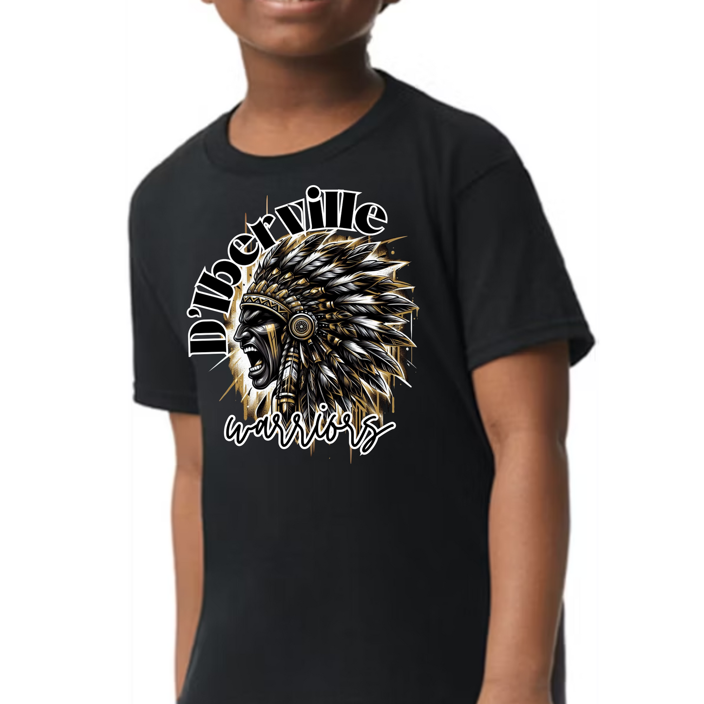 D'Iberville Warriors Spirit Tee – Bold Black & Gold School Pride Shirt