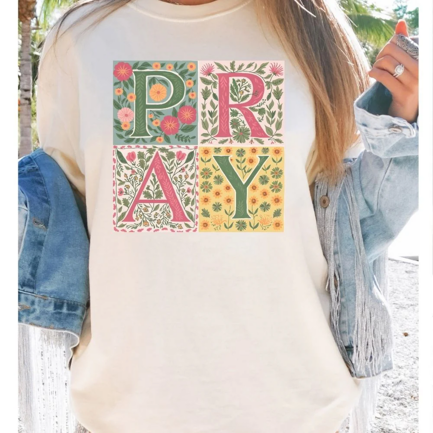 "Pray" Block Design Spring Colors T-Shirt – TCM Designs