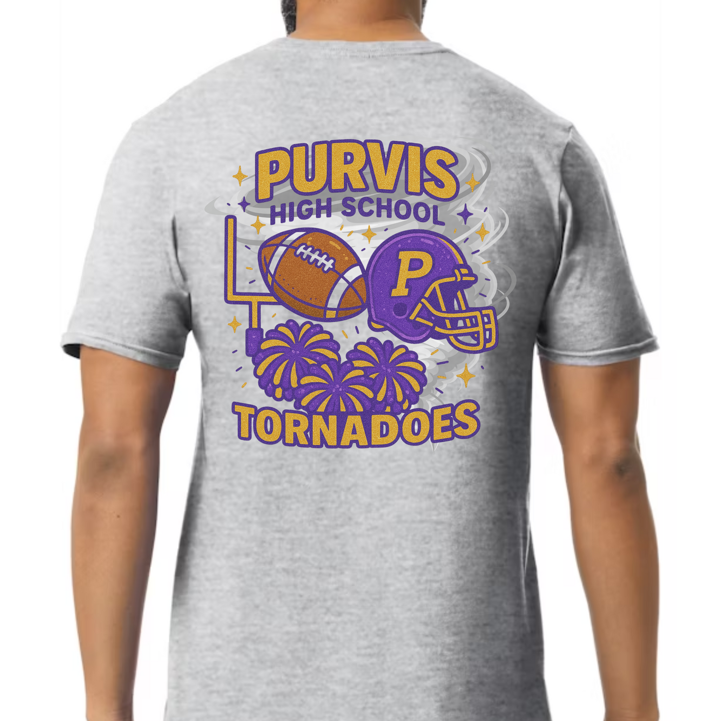 Purvis High School Tornadoes Spirit Tee – Purple & Gold Glitter Edition
