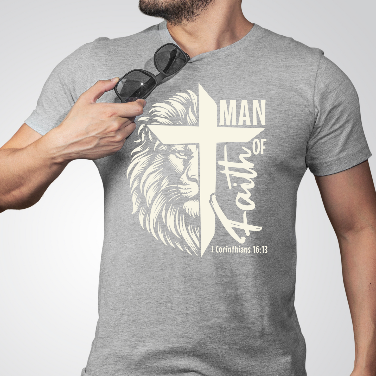 Man of Faith T-Shirt – Bold White Design