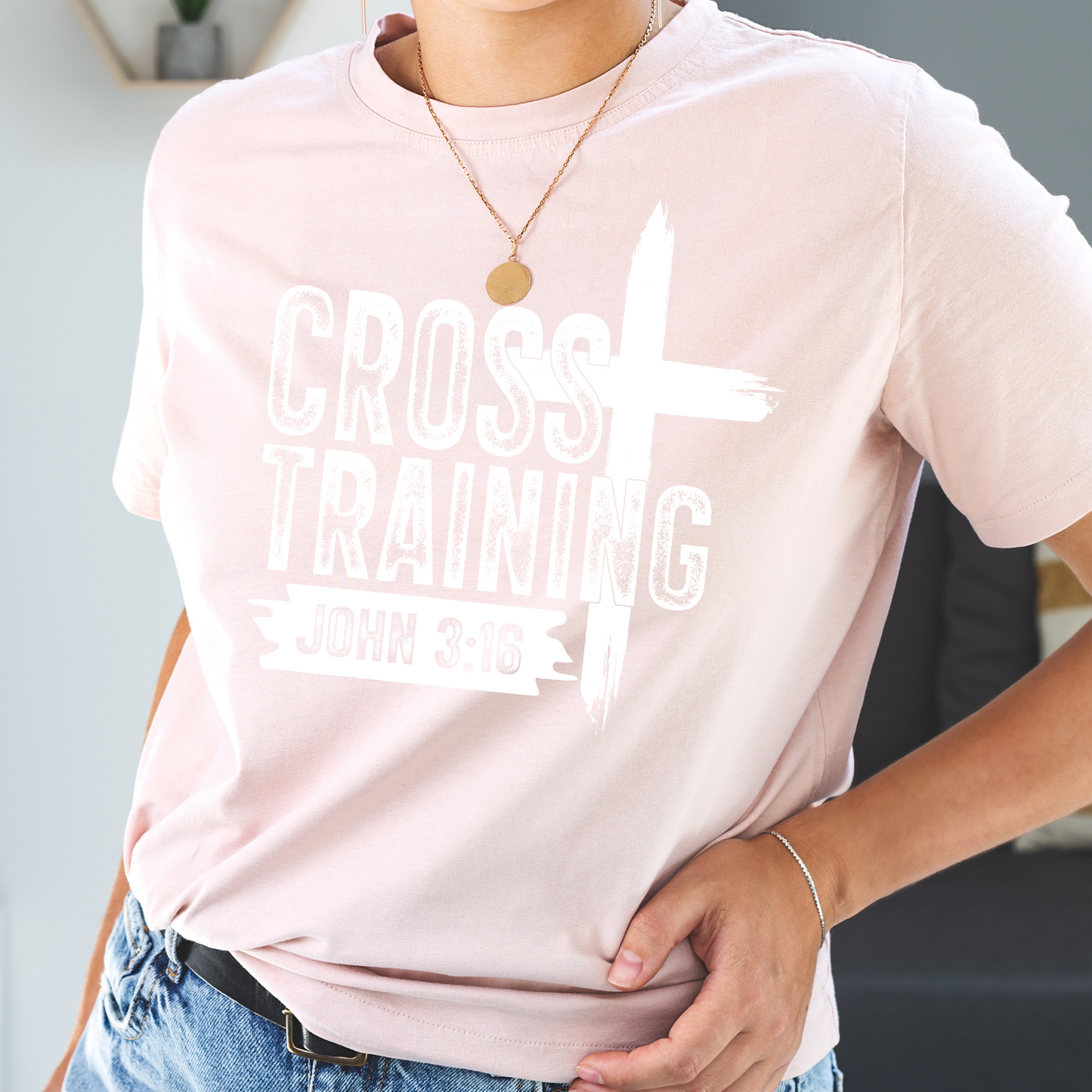 Cross Training T-Shirt – John 3:16 Faith & Strength