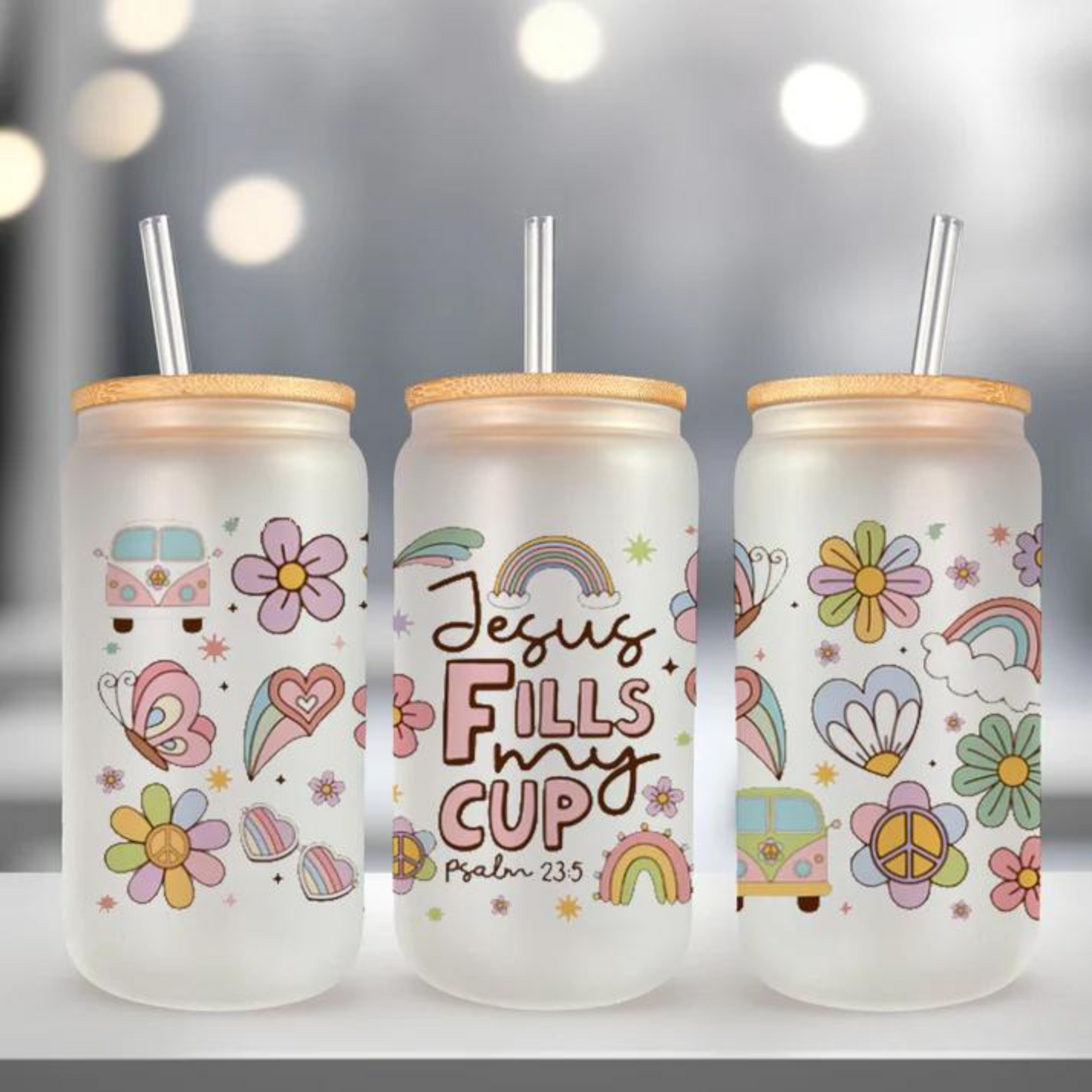 "Jesus Fills My Cup" 18 oz Glass Cup