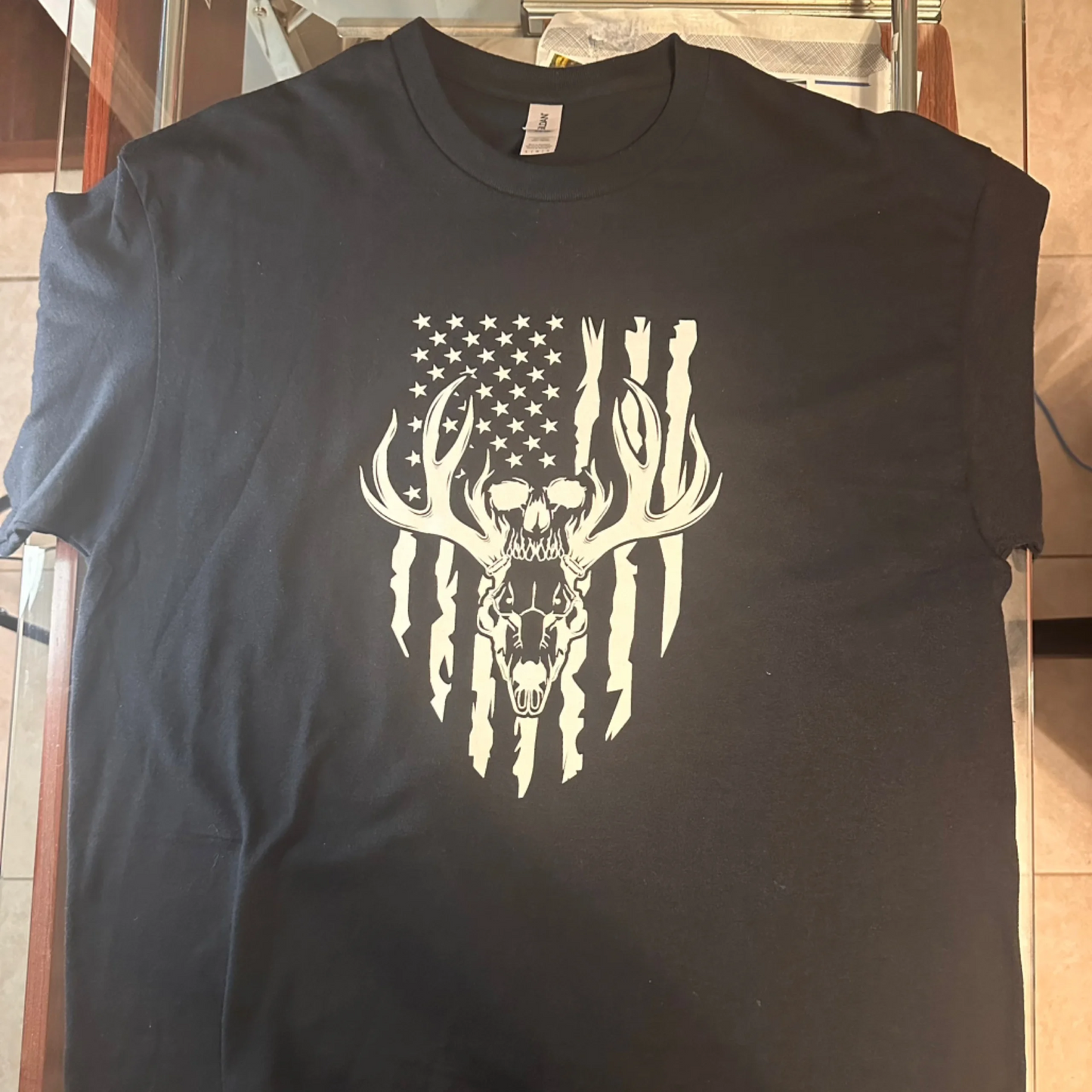 American Flag W/ Deer Skull