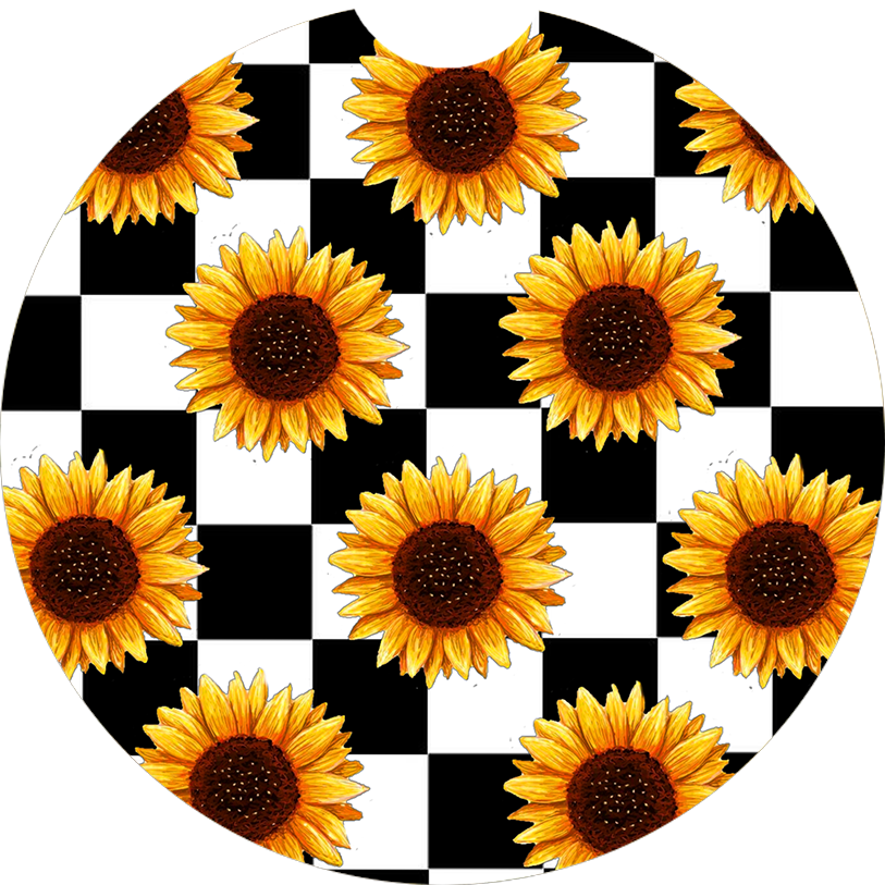 Checkered Sunflower Car Coaster