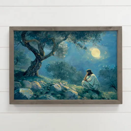 Jesus in Gethsemane – Framed Canvas Wall Art (5 Sizes)