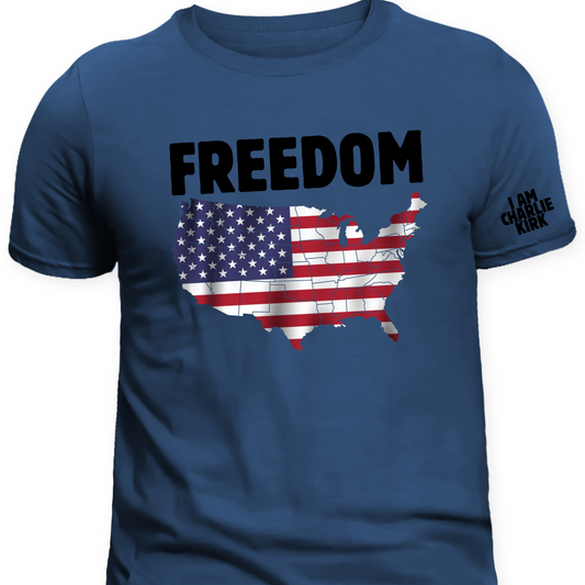 Patriotic T-Shirt – I AM CHARLIE / FREEDOM USA Map