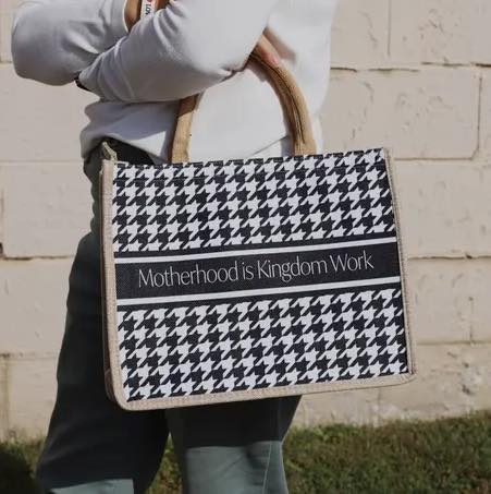 “Motherhood is Kingdom Work” Canvas Bible Bag