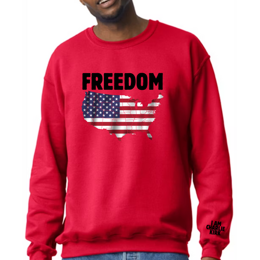 Patriotic Sweatshirt – I AM CHARLIE / FREEDOM USA Map