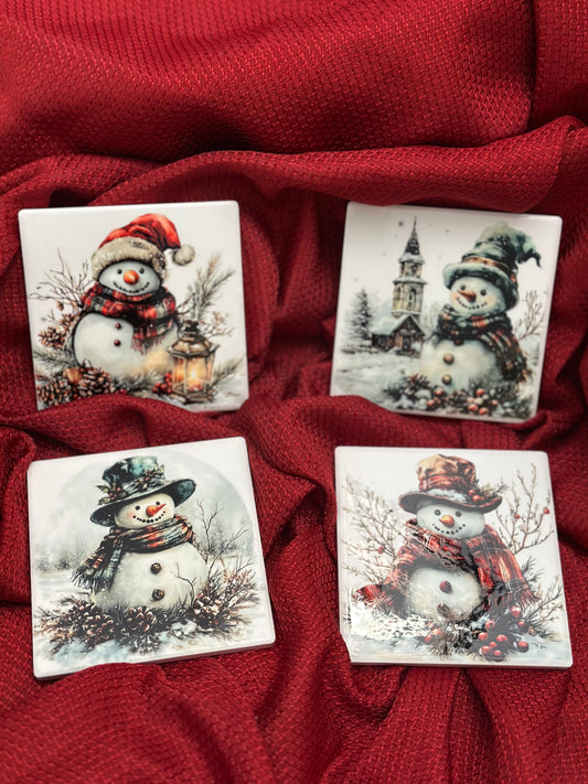 Vintage Snowman Coasters - Set of 4
