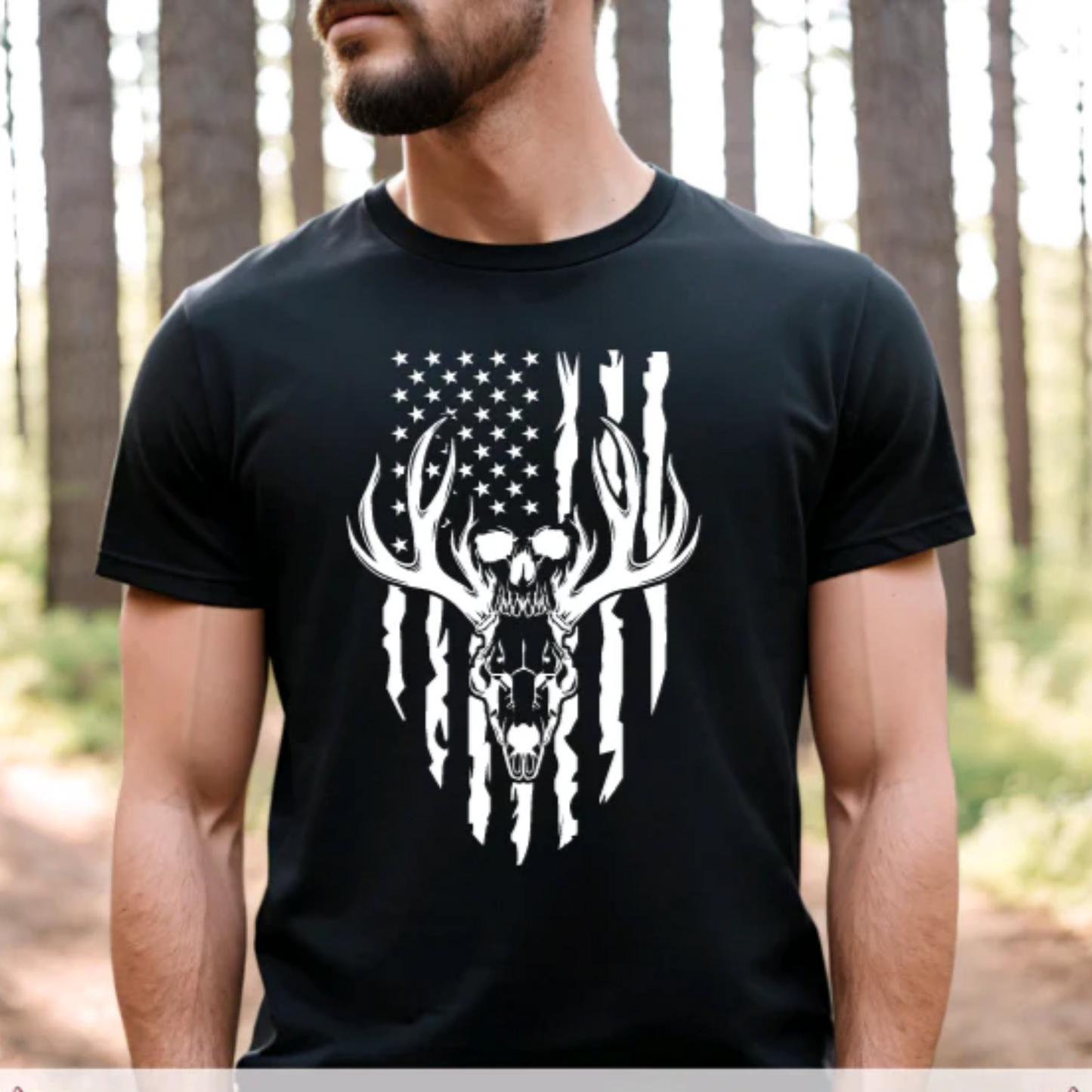 American Flag w/ Deer Skull Tee