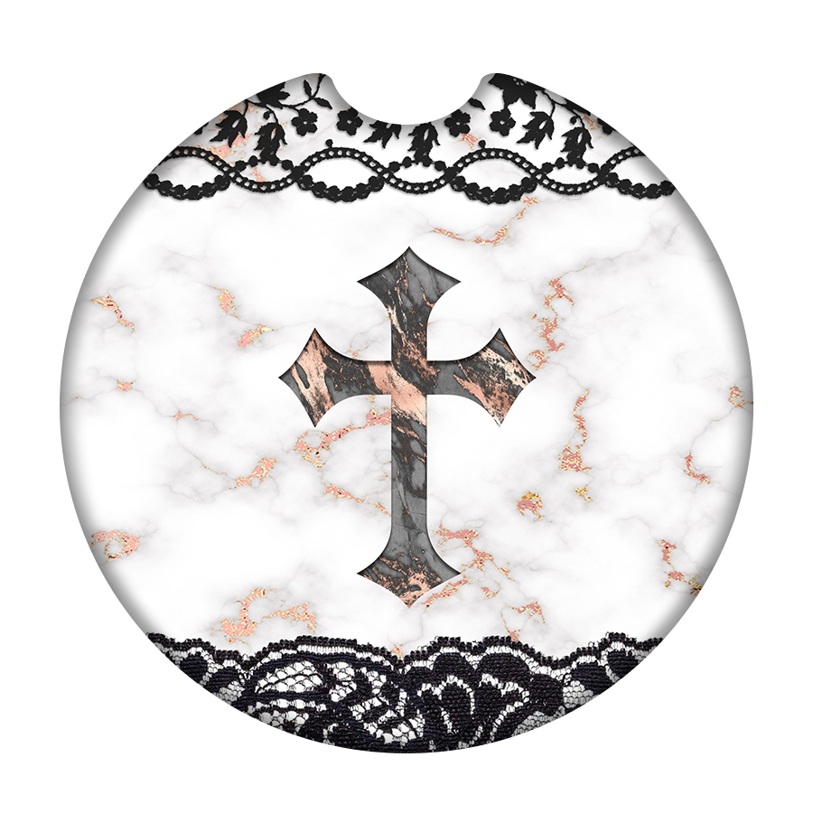 Faux Marble Cross Car Coaster