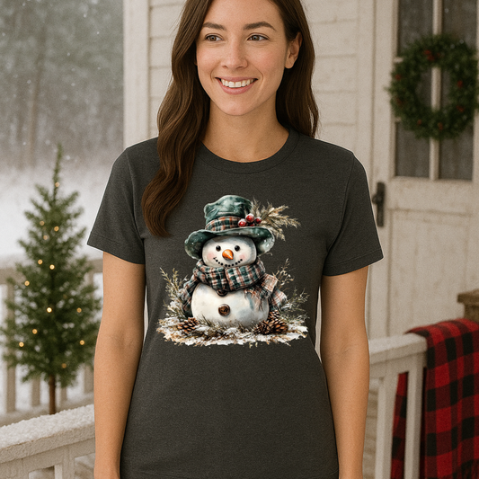 Vintage Snowman Christmas T-Shirt – Retro Holiday Tee