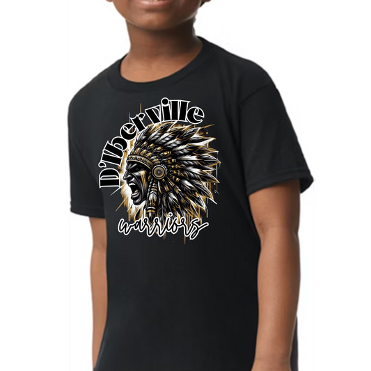 D'Iberville Warriors Spirit Tee – Bold Black & Gold School Pride Shirt