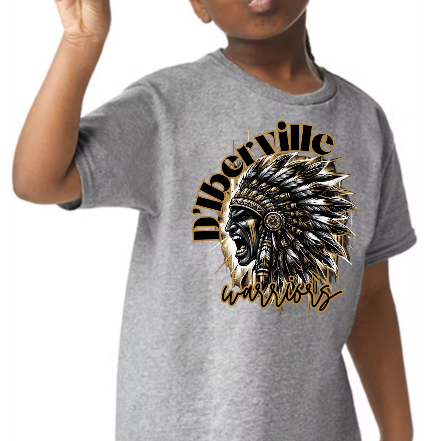 D'Iberville Warriors Spirit Tee – Bold Black & Gold School Pride Shirt