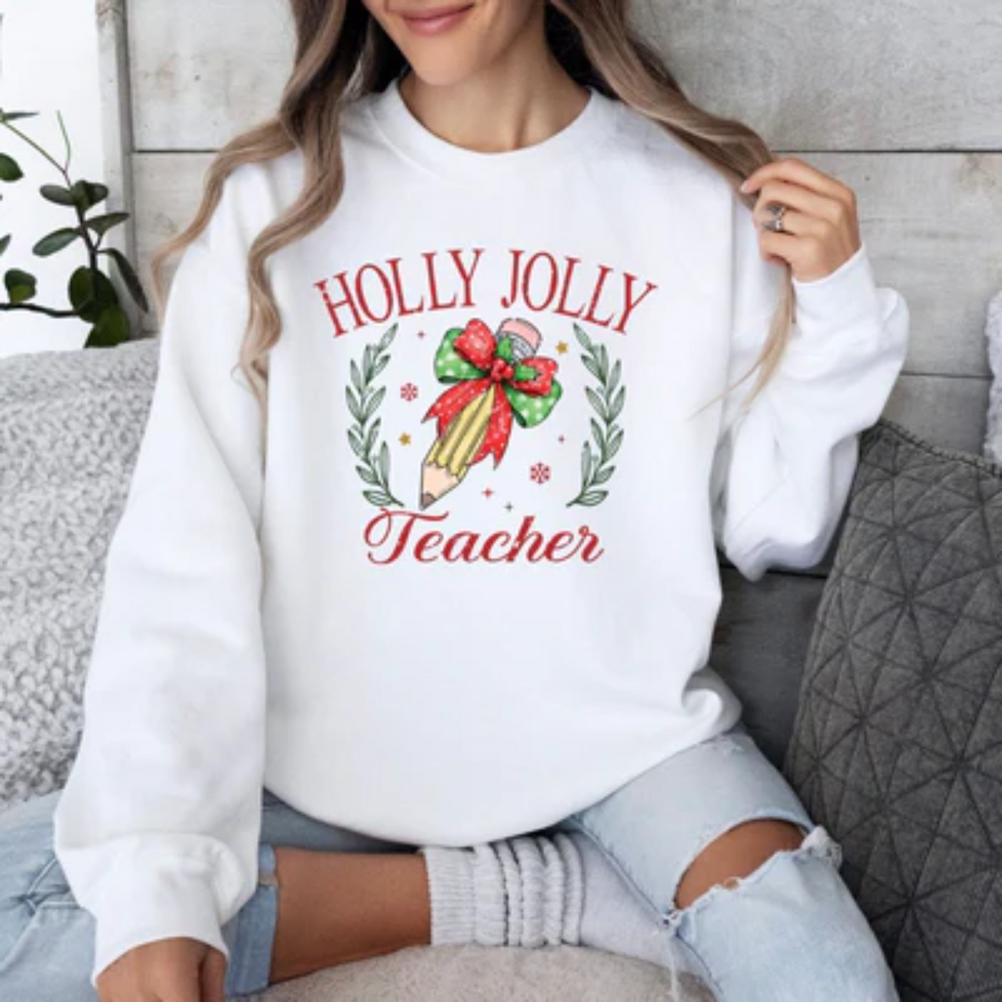 Holly Jolly Teacher Christmas Tee