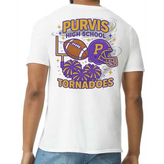 Purvis High School Tornadoes Spirit Tee – Purple & Gold Glitter Edition