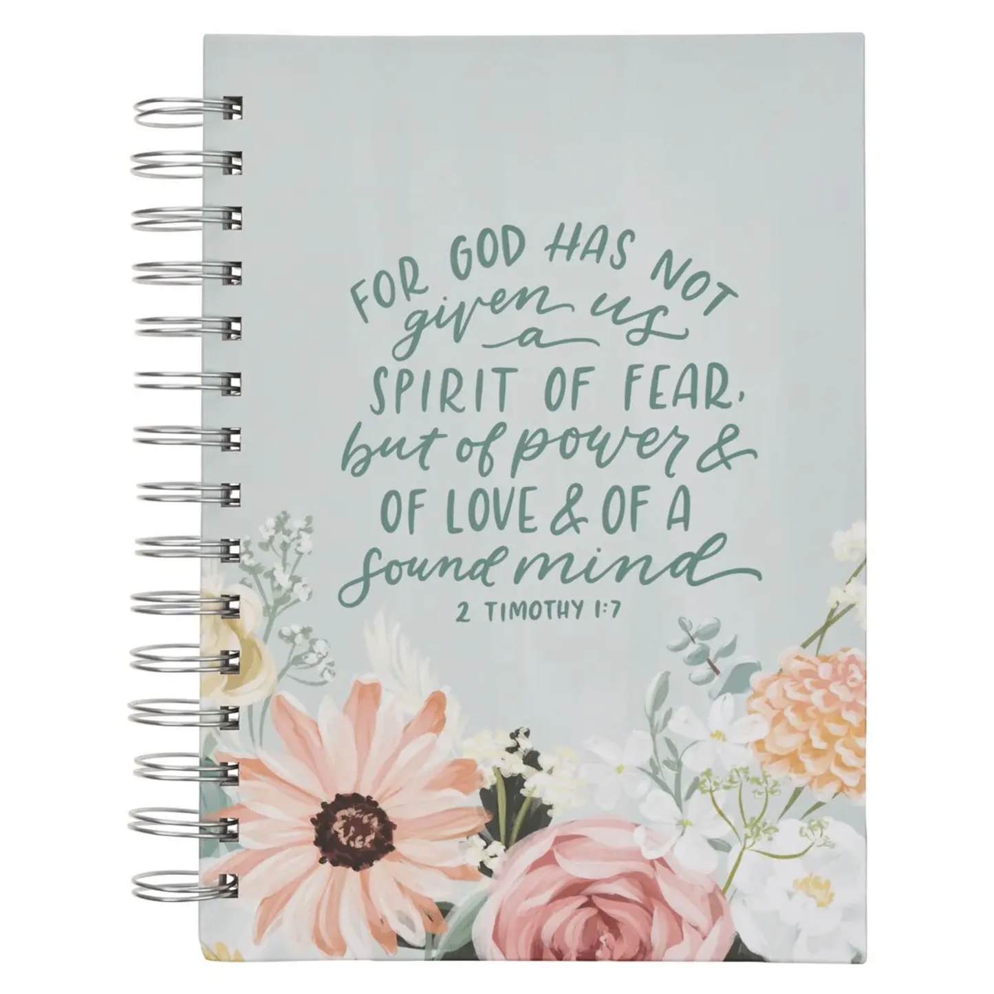 2 Timothy 1:7 Inspirational Journal – Faith Over Fear Christian Spiral Bound Notebook