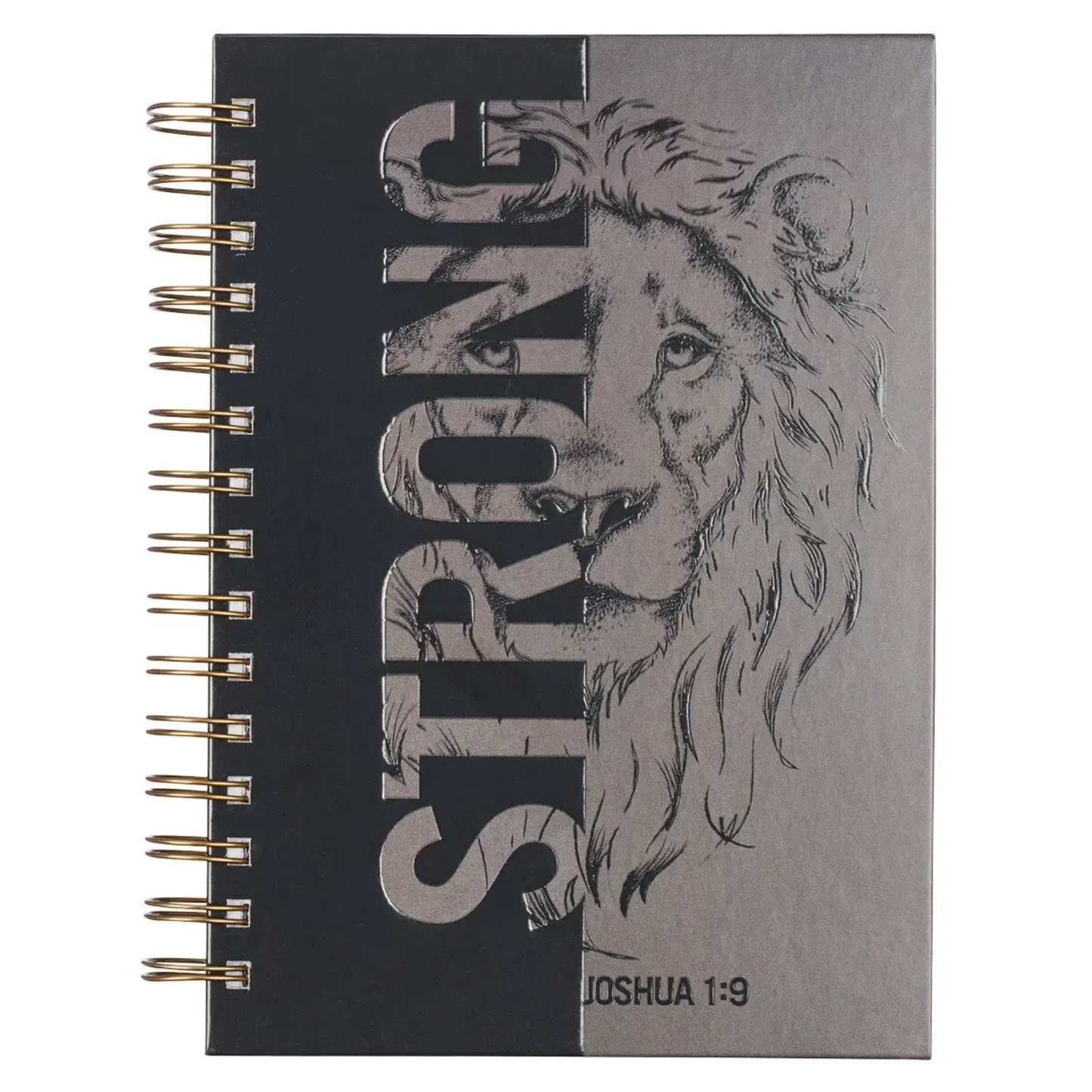 Strong – Joshua 1:9 Lion Spiral Notebook | Christian Faith Journal