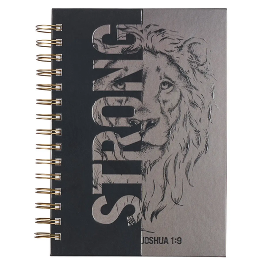 Strong – Joshua 1:9 Lion Spiral Notebook | Christian Faith Journal