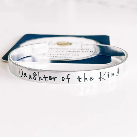 Daughter of the King – Hand-Stamped Aluminum Cuff Bracelet | Christian Jewelry