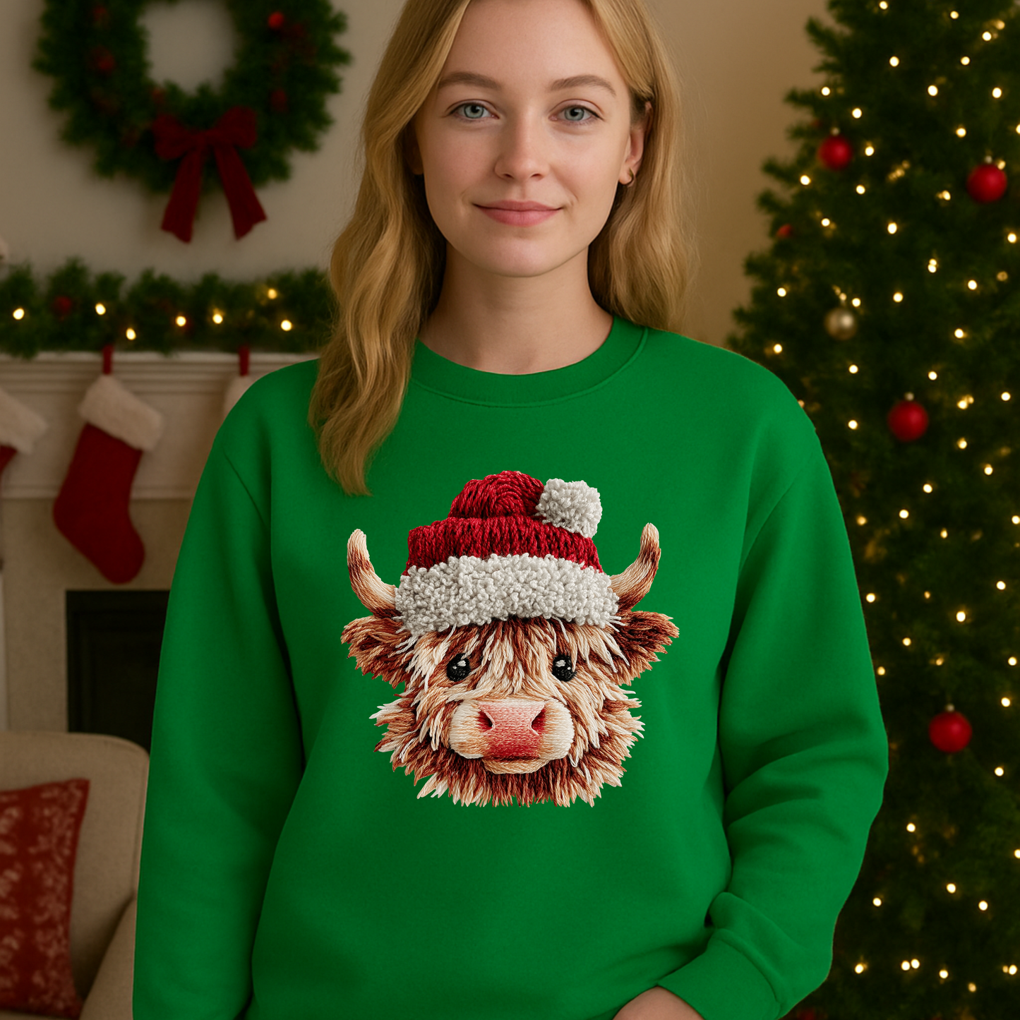 🎅 Christmas Highland Cow Crewneck Sweatshirt 🎄