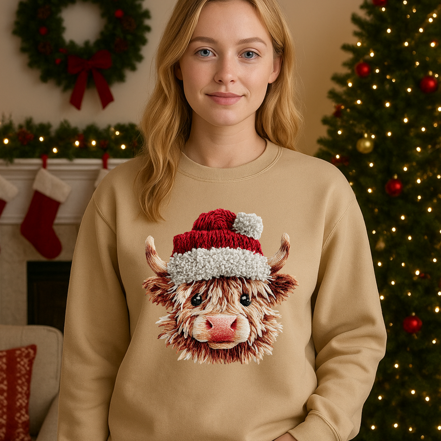 🎅 Christmas Highland Cow Crewneck Sweatshirt 🎄