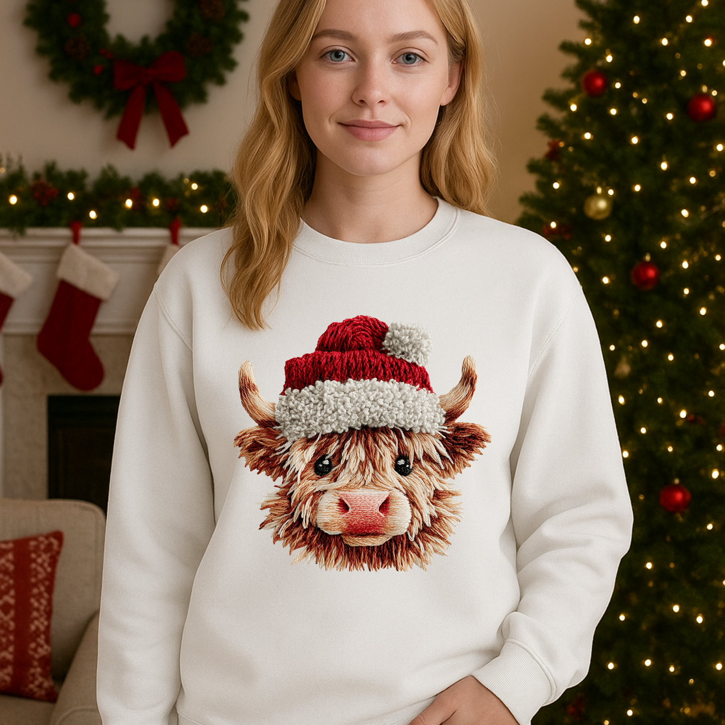🎅 Christmas Highland Cow Crewneck Sweatshirt 🎄