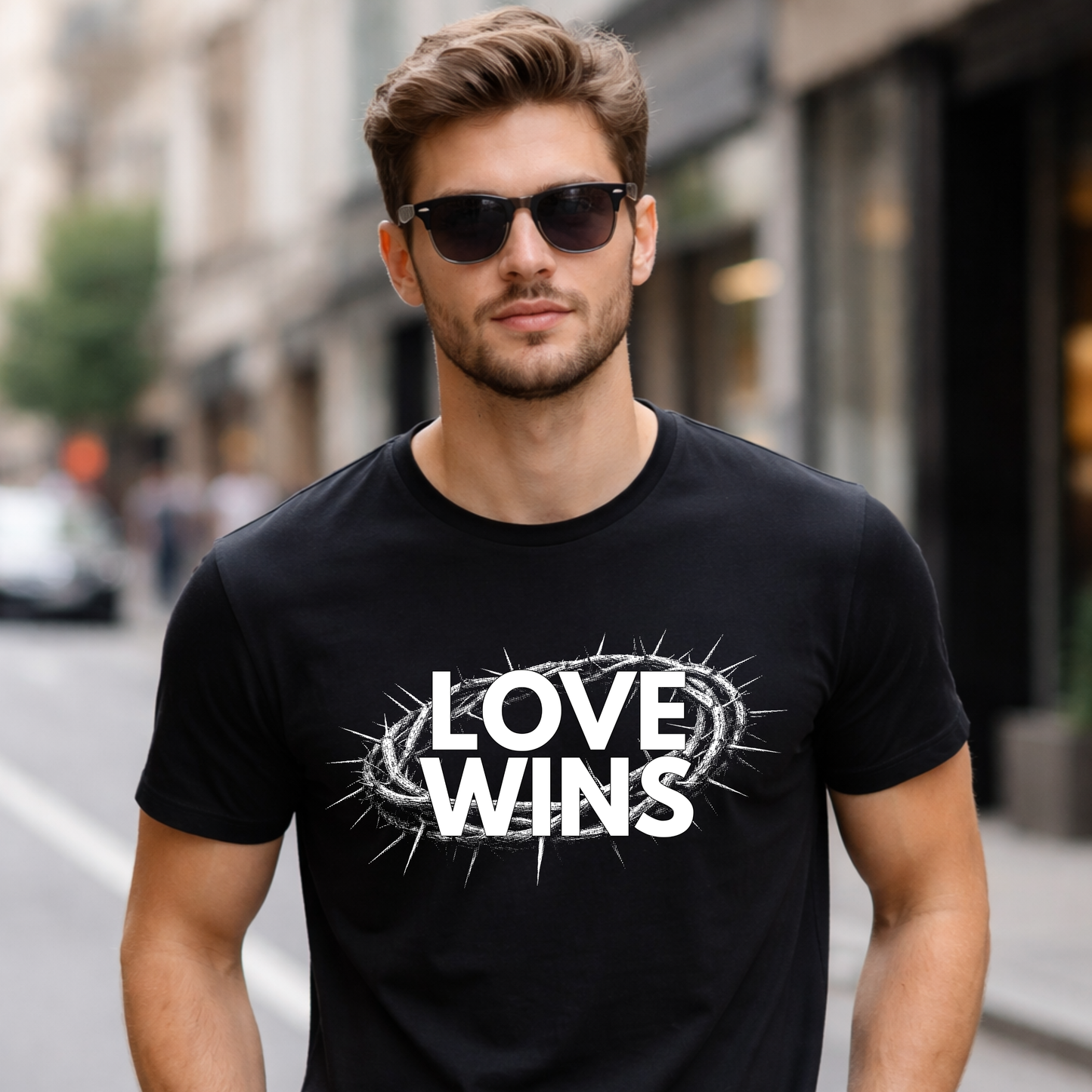 LOVE WINS Christian T-Shirt – Faith-Based Apparel | Gildan Softstyle Cardinal Tee