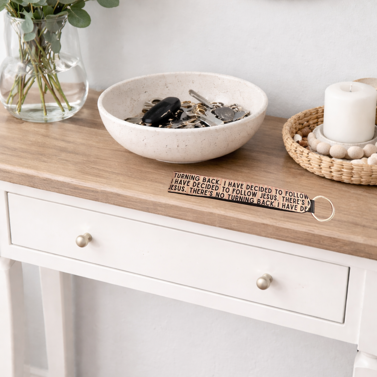 I Have Decided to Follow Jesus – No Turning Back Wristlet Keychain