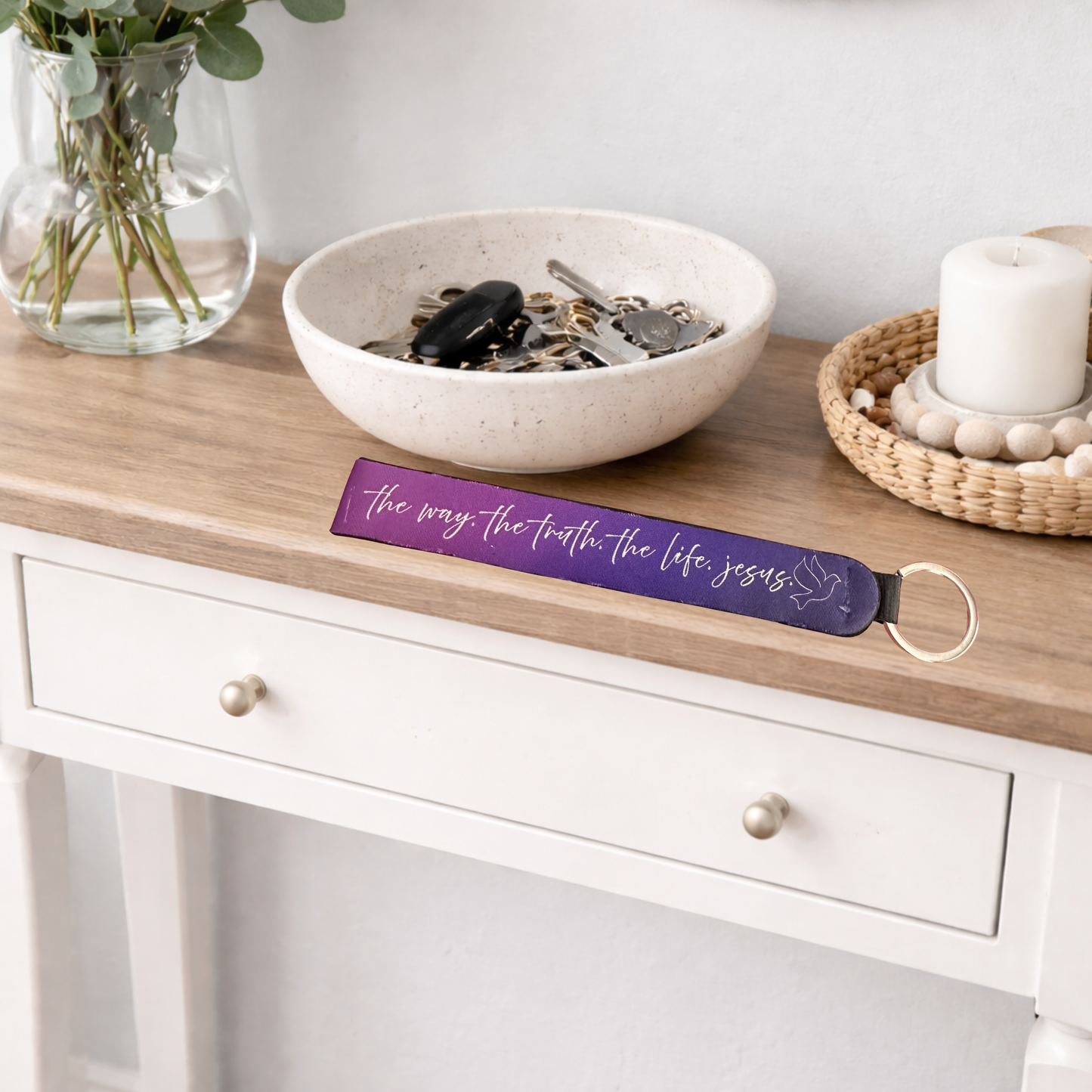 The Way. The Truth. The Life. Jesus. Wristlet Keychain