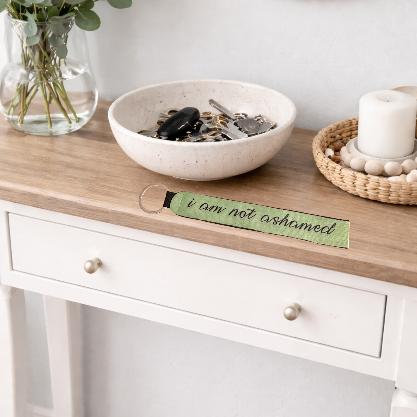 I Am Not Ashamed Wristlet Keychain