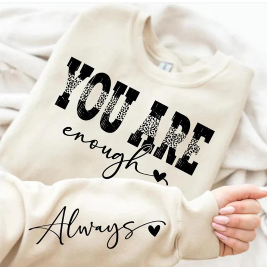 You Are Enough Always Cheetah Print Long Sleeve Tee