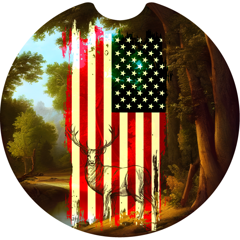 American Flag Buck Car Coaster