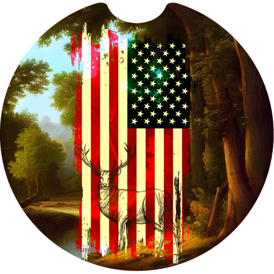 American Flag Buck Car Coaster