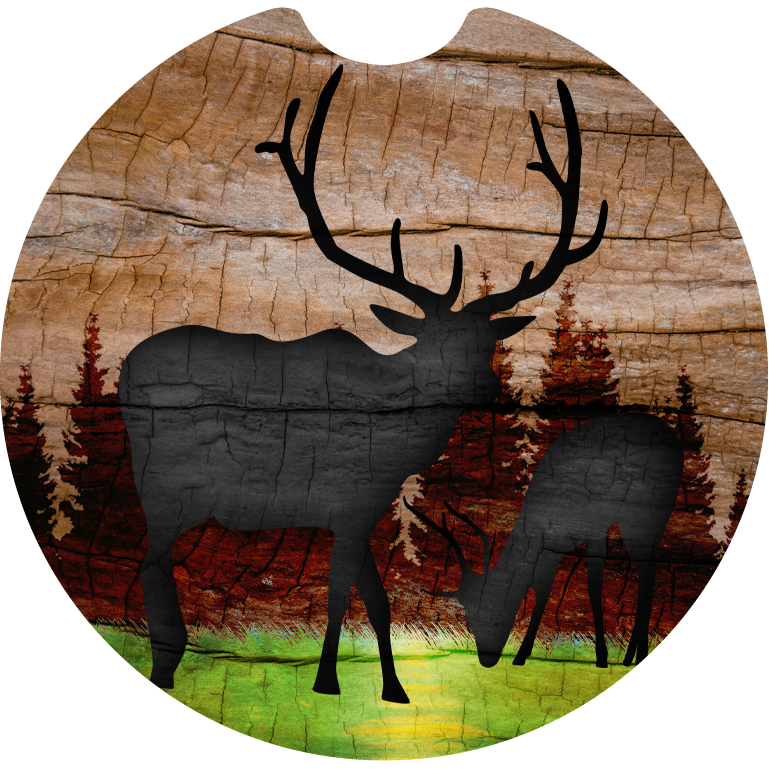 Elk Silhouette Car Coaster