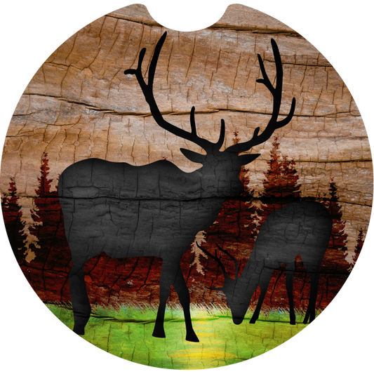 Elk Silhouette Car Coaster